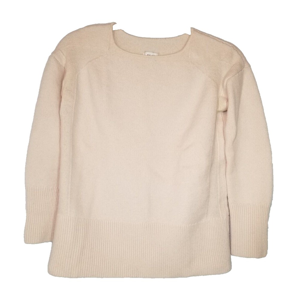 Reiss 100% Wool Blush Pink Square Neck Varied Textured Thick Sweater Large‎
